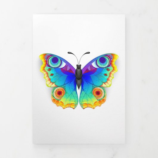 Rainbow Butterfly Peacock Eye Dreifach Gefaltete Urlaubskarte (Cover)
