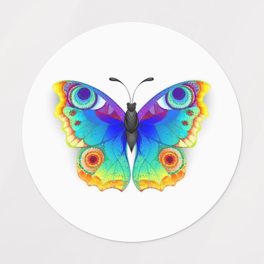 Rainbow Butterfly Peacock Eye Etiketten (Design 1)