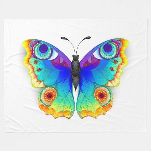 Rainbow Butterfly Peacock Eye Fleecedecke (Vorderseite (Horizontal))