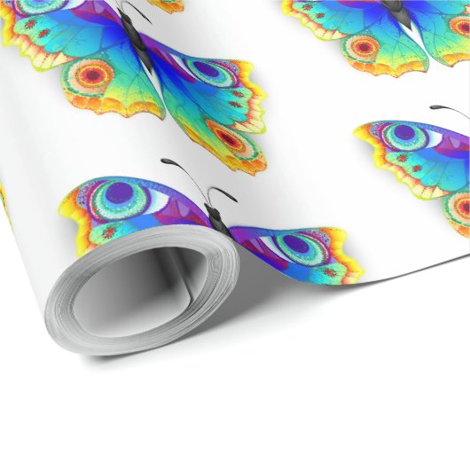 Rainbow Butterfly Peacock Eye Geschenkpapier (Rolleneckpunkt)