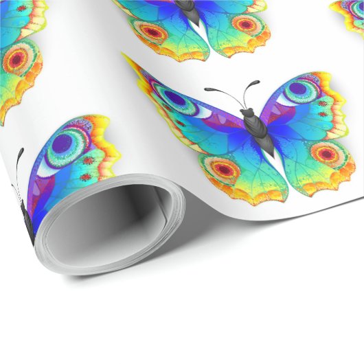 Rainbow Butterfly Peacock Eye Geschenkpapier (Rolleneckpunkt)