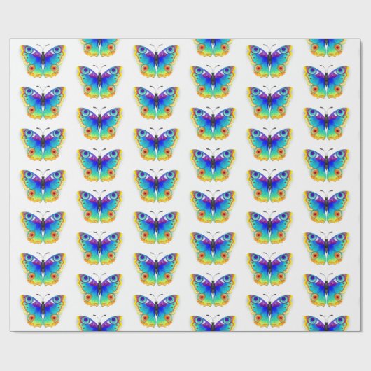 Rainbow Butterfly Peacock Eye Geschenkpapier (Flach)