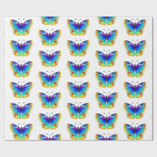 Rainbow Butterfly Peacock Eye Geschenkpapier (Flach)