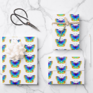 Rainbow Butterfly Peacock Eye Geschenkpapier Set