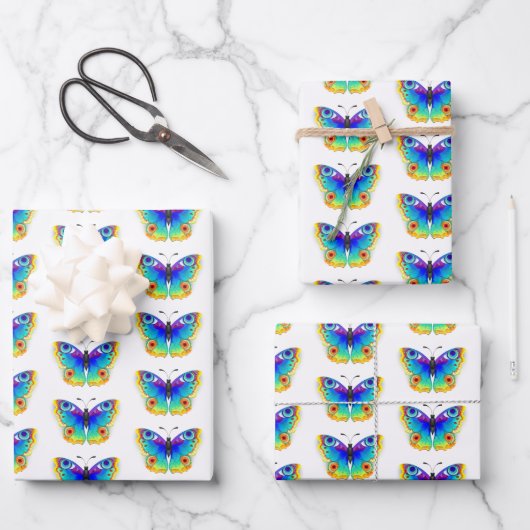 Rainbow Butterfly Peacock Eye Geschenkpapier Set (Vorderseite)