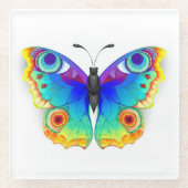 Rainbow Butterfly Peacock Eye Glasuntersetzer (Vorderseite)