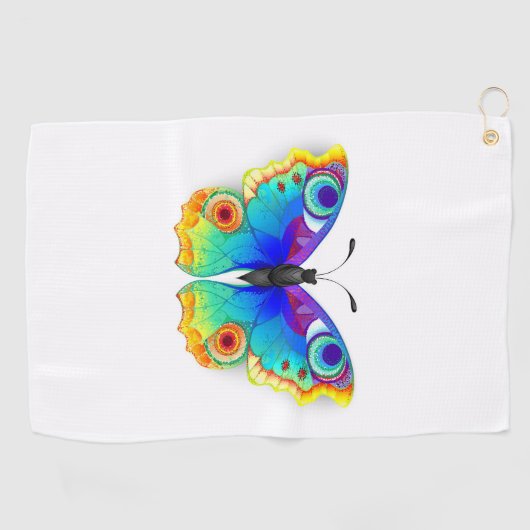 Rainbow Butterfly Peacock Eye Golfhandtuch (Horizontal)