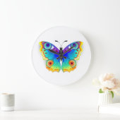 Rainbow Butterfly Peacock Eye Große Wanduhr (Zuhause)