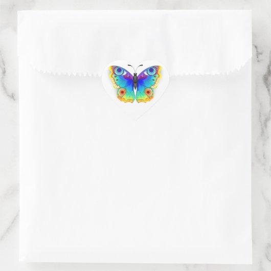 Rainbow Butterfly Peacock Eye Herz-Aufkleber (Tasche)