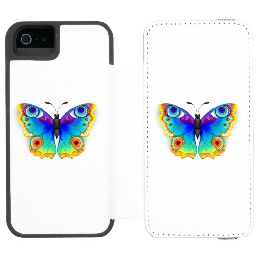 Rainbow Butterfly Peacock Eye Incipio iPhone Geldbeutel-Hülle (Folio Geöffnet)