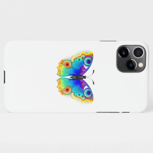 Rainbow Butterfly Peacock Eye iPhone Hülle (Rückseite (Horizontal))