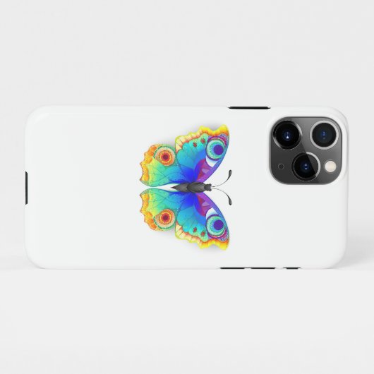 Rainbow Butterfly Peacock Eye iPhone Hülle (Rückseite (Horizontal))