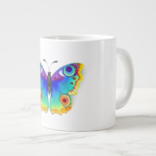 Rainbow Butterfly Peacock Eye Jumbo-Tasse (Vorderseite Rechts)