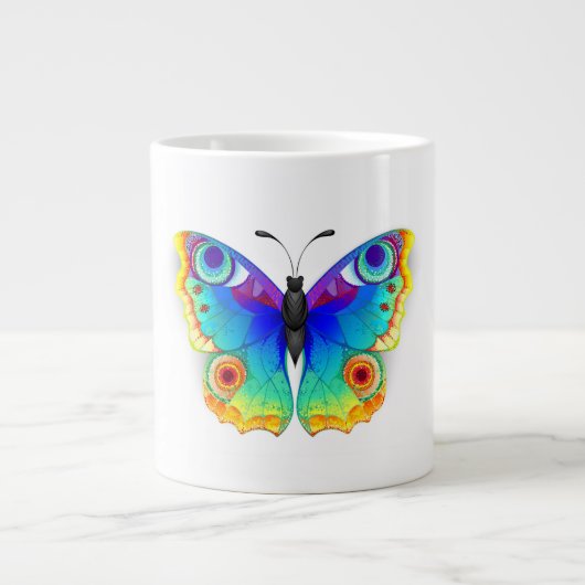 Rainbow Butterfly Peacock Eye Jumbo-Tasse (Vorderseite)