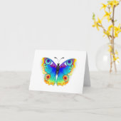 Rainbow Butterfly Peacock Eye Karte (Gelbe Blume)