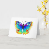 Rainbow Butterfly Peacock Eye Karte (Gelbe Blume)