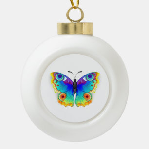Rainbow Butterfly Peacock Eye Keramik Kugel-Ornament