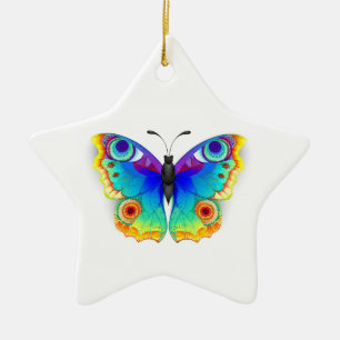 Rainbow Butterfly Peacock Eye Keramik Ornament