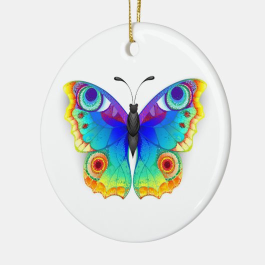 Rainbow Butterfly Peacock Eye Keramik Ornament (Links)