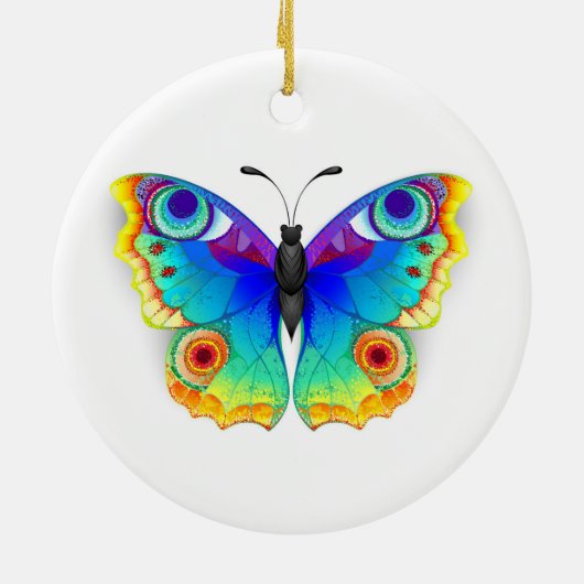 Rainbow Butterfly Peacock Eye Keramik Ornament (Hinten)