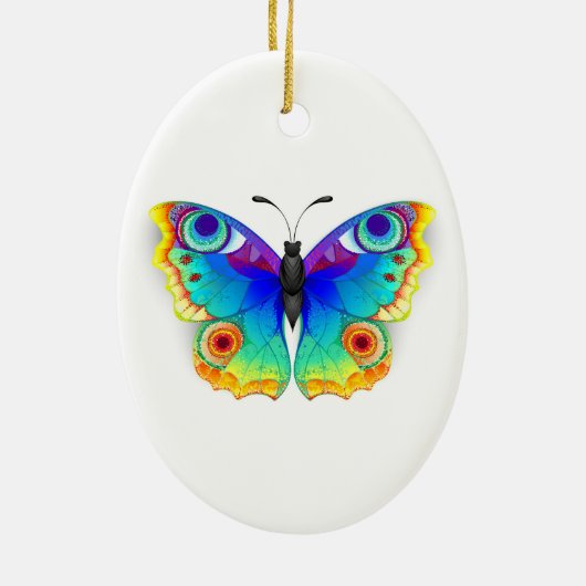 Rainbow Butterfly Peacock Eye Keramik Ornament (Hinten)