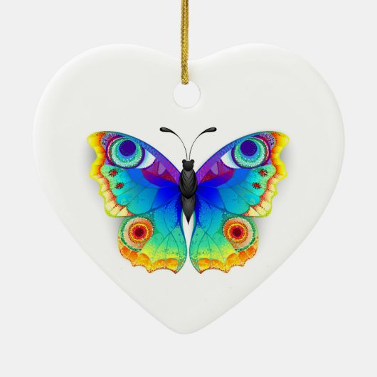 Rainbow Butterfly Peacock Eye Keramik Ornament (Hinten)