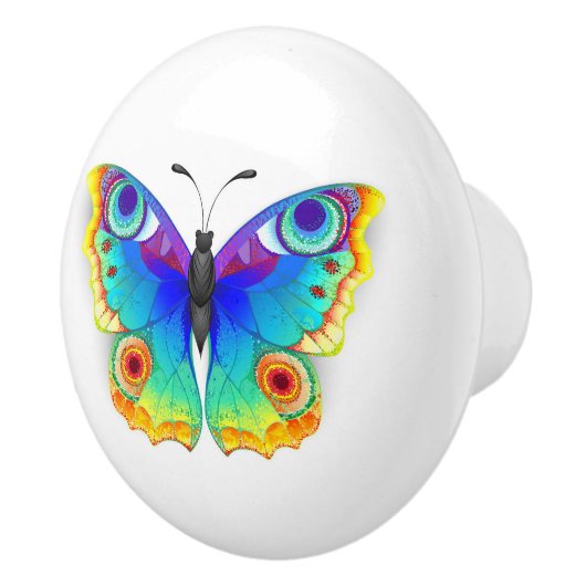 Rainbow Butterfly Peacock Eye Keramikknauf (Rechts)
