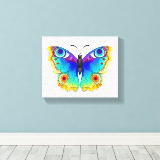 Rainbow Butterfly Peacock Eye Leinwanddruck (Insitu (Holzboden))