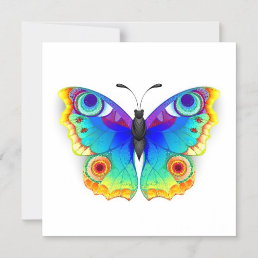 Rainbow Butterfly Peacock Eye Magneteinladung (Vorderseite)
