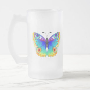 Rainbow Butterfly Peacock Eye Mattglas Bierglas