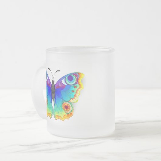 Rainbow Butterfly Peacock Eye Mattglastasse (Vorderseite Links)