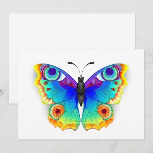 Rainbow Butterfly Peacock Eye Menükarte (Vorne/Hinten)