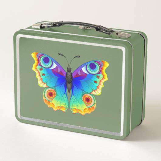 Rainbow Butterfly Peacock Eye Metall Brotdose (Rückseite)