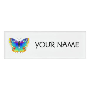 Rainbow Butterfly Peacock Eye Namenschild