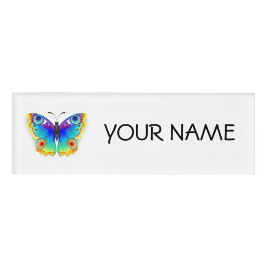 Rainbow Butterfly Peacock Eye Namenschild (Vorderseite)