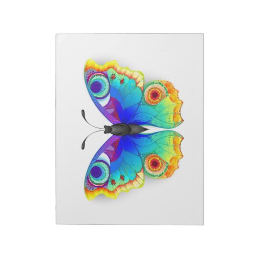 Rainbow Butterfly Peacock Eye Notizblock (Rotiert)