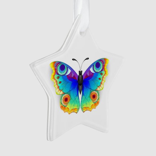 Rainbow Butterfly Peacock Eye Ornament (Vorderseite)