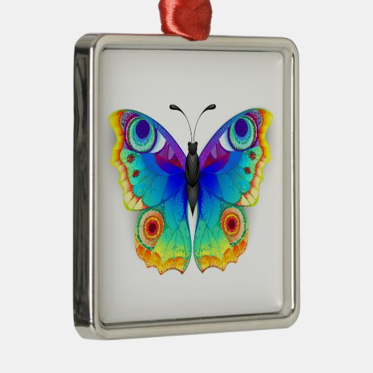 Rainbow Butterfly Peacock Eye Ornament Aus Metall (Rechts)