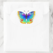 Rainbow Butterfly Peacock Eye Ovaler Aufkleber (Tasche)