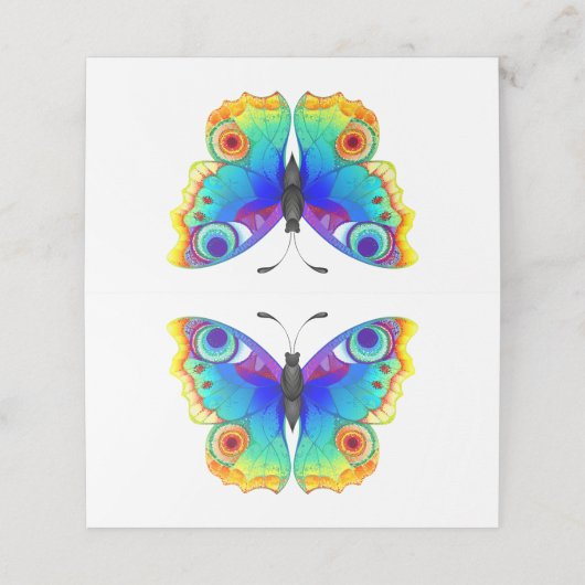Rainbow Butterfly Peacock Eye Platzkarte (Außenseite Aufgefaltet)