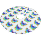 Rainbow Butterfly Peacock Eye Polyester Weihnachtsbaumdecke (Schrägansicht)