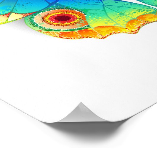 Rainbow Butterfly Peacock Eye Poster (Ecke)