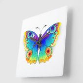Rainbow Butterfly Peacock Eye Quadratische Wanduhr (Winkel)