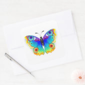 Rainbow Butterfly Peacock Eye Quadratischer Aufkleber (Umschlag)
