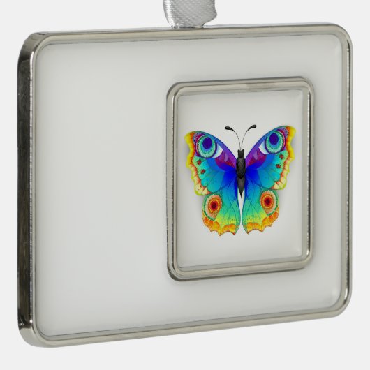 Rainbow Butterfly Peacock Eye Rahmen-Ornament Silber (Rechts)