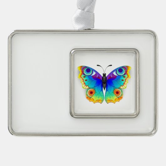 Rainbow Butterfly Peacock Eye Rahmen-Ornament Silber (Vorderseite)