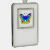 Rainbow Butterfly Peacock Eye Rahmen-Ornament Silber (Rechts)