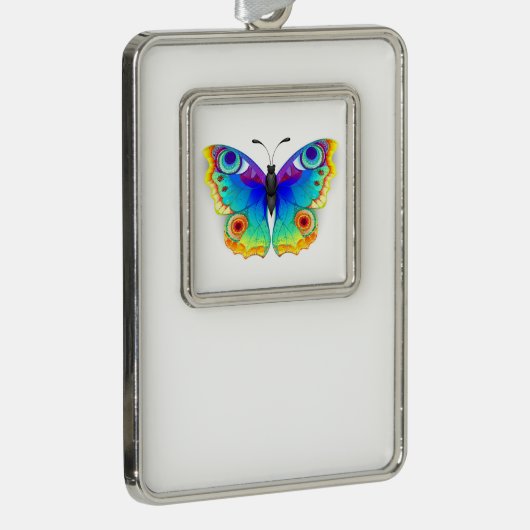 Rainbow Butterfly Peacock Eye Rahmen-Ornament Silber (Rechts)