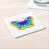 Rainbow Butterfly Peacock Eye Rechteckiger Pappuntersetzer (angewinkelt)