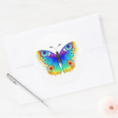 Rainbow Butterfly Peacock Eye Runder Aufkleber (Umschlag)